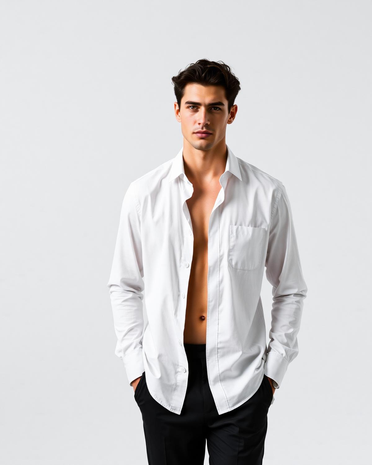 White shirt studio portrait